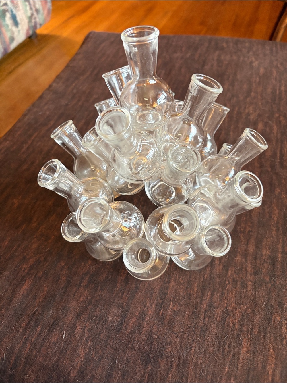 Vintage Clear Glass Bud Vase Cluster - Unique Mini Bottle Arrangement 1960’s
